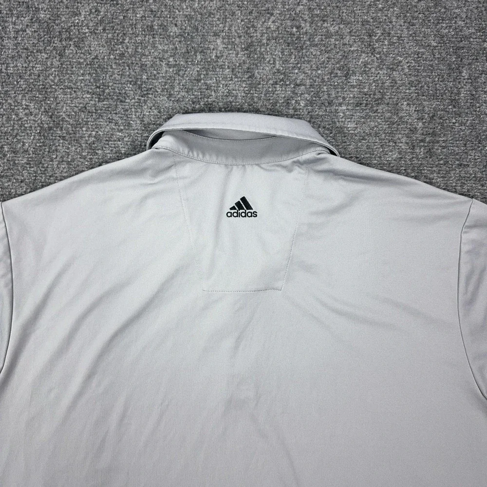 Adidas Polo Shirt Mens XL Gray Polyester Spandex Golf Stretch Tagless Athletic